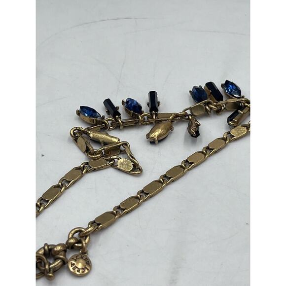 J. Crew Brilliant Blue Marquise Rectangular Dangles Gold Tone Necklace - Picture 15 of 16